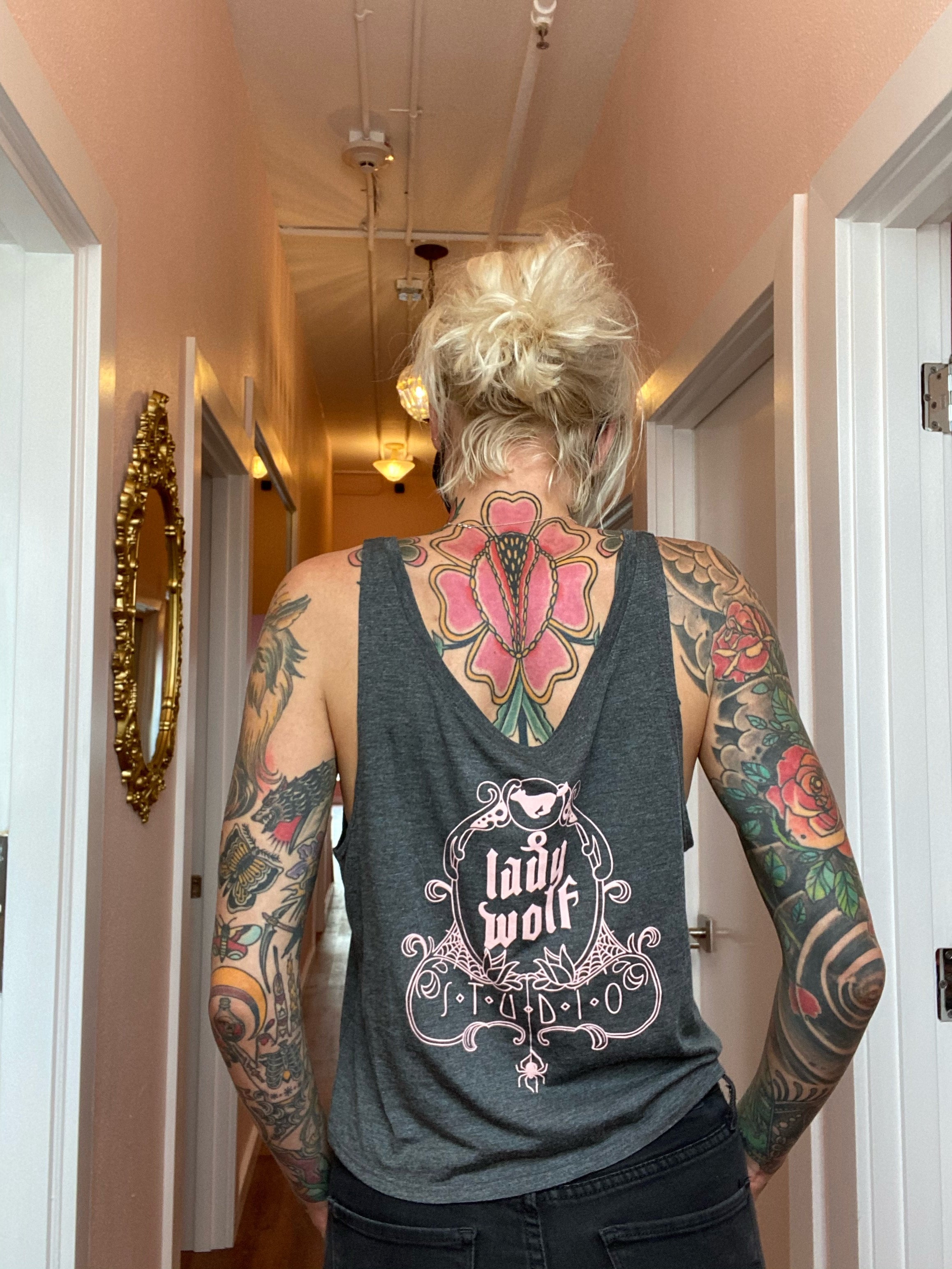 Lady Wolf Tank grey and pink | Lady Wolf Studio Lady Wolf Tank grey and pink | Lady Wolf Studio
